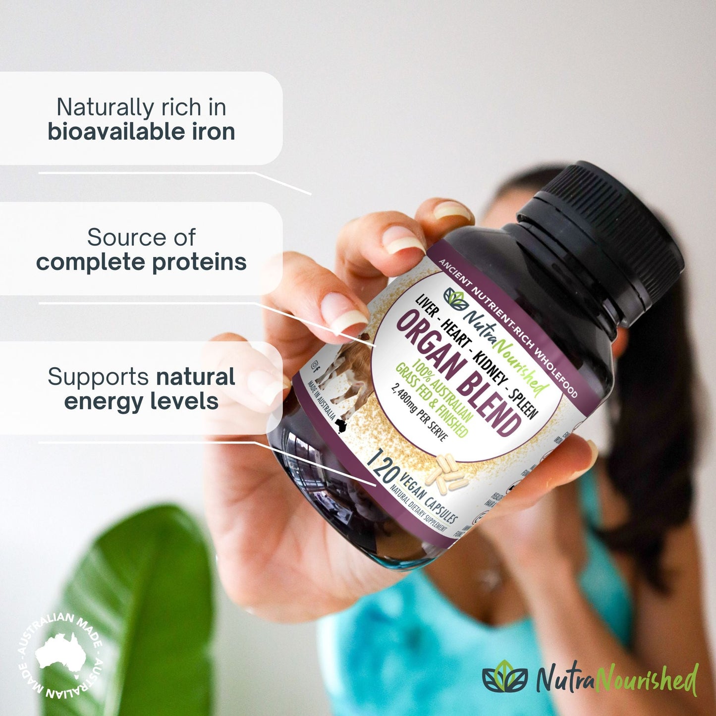 Dark Slate Gray Organic Organ Blend Capsules | Liver, Heart, Kidney, Spleen | Australian Grass-Fed Beef | 2,480mg