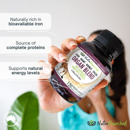 Dark Slate Gray Organic Organ Blend Capsules | Liver, Heart, Kidney, Spleen | Australian Grass-Fed Beef | 2,480mg