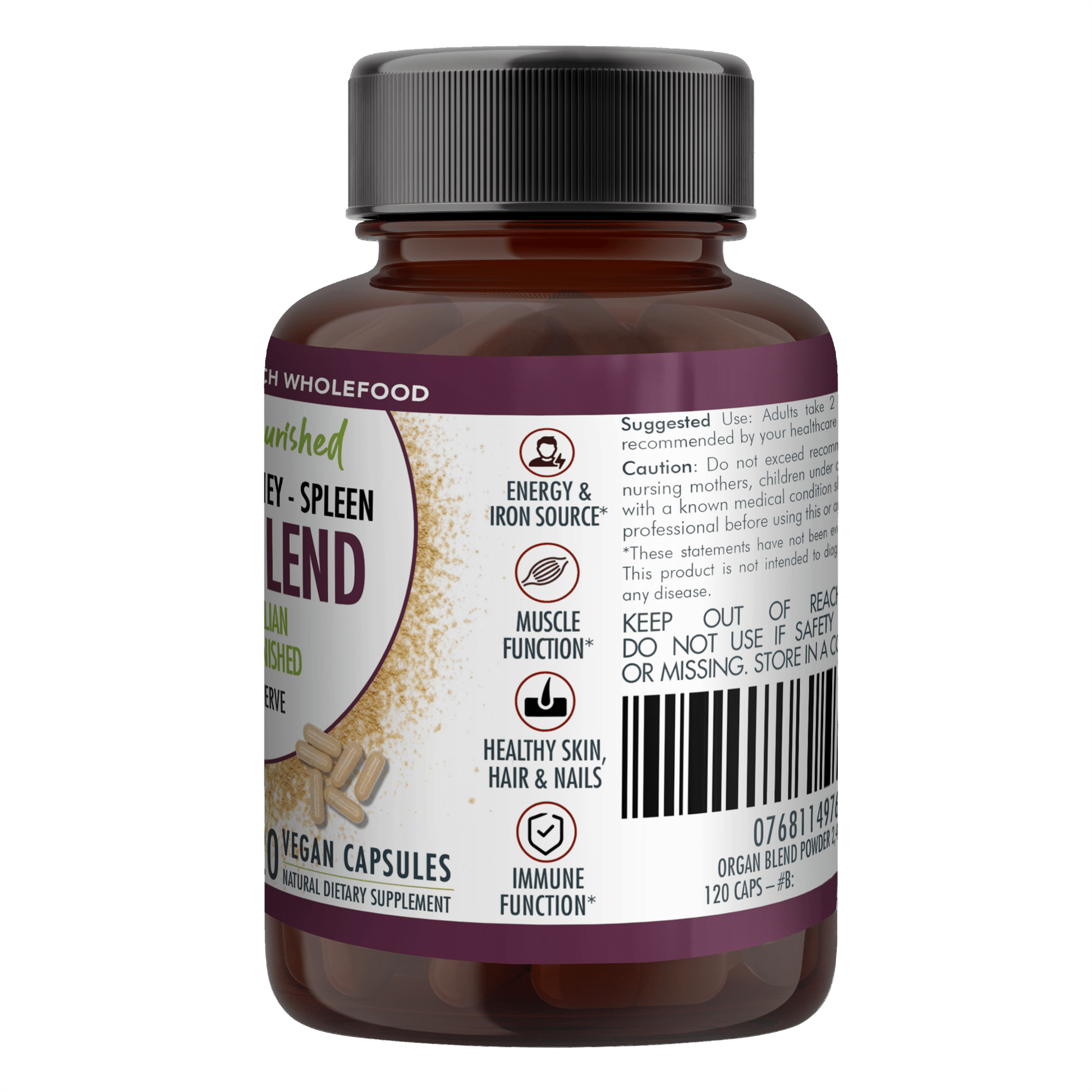 Dark Slate Gray Organic Organ Blend Capsules | Liver, Heart, Kidney, Spleen | Australian Grass-Fed Beef | 2,480mg