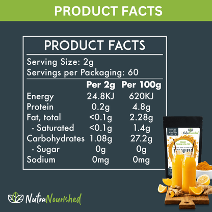 Organic Turmeric Extract Powder (Curcumin 95%) Dietary Supplement Nutra Nourished TURMERIC_PURE_120_FBM