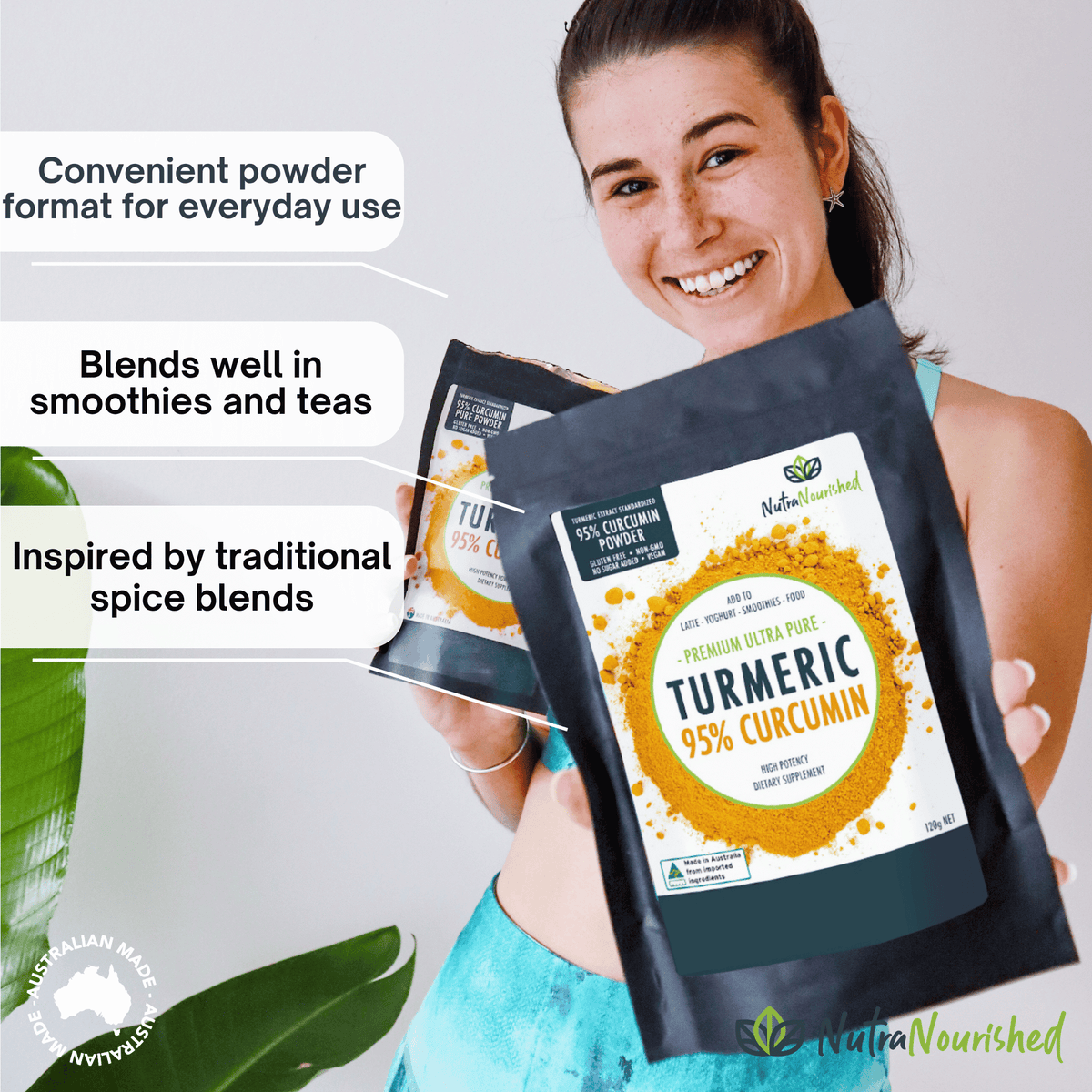 Organic Turmeric Extract Powder (Curcumin 95%) Dietary Supplement Nutra Nourished TURMERIC_PURE_120_FBM