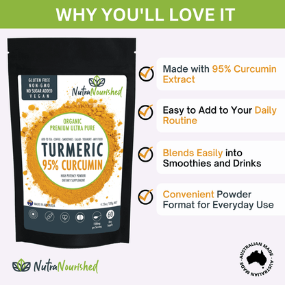 Organic Turmeric Extract Powder (Curcumin 95%) Dietary Supplement Nutra Nourished TURMERIC_PURE_120_FBM
