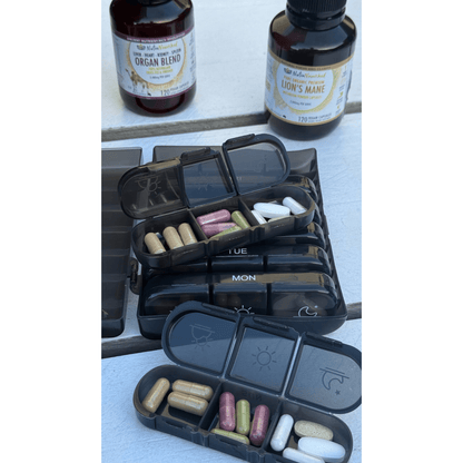 Light Gray Capsule Container with 7-Day Organiser Storage