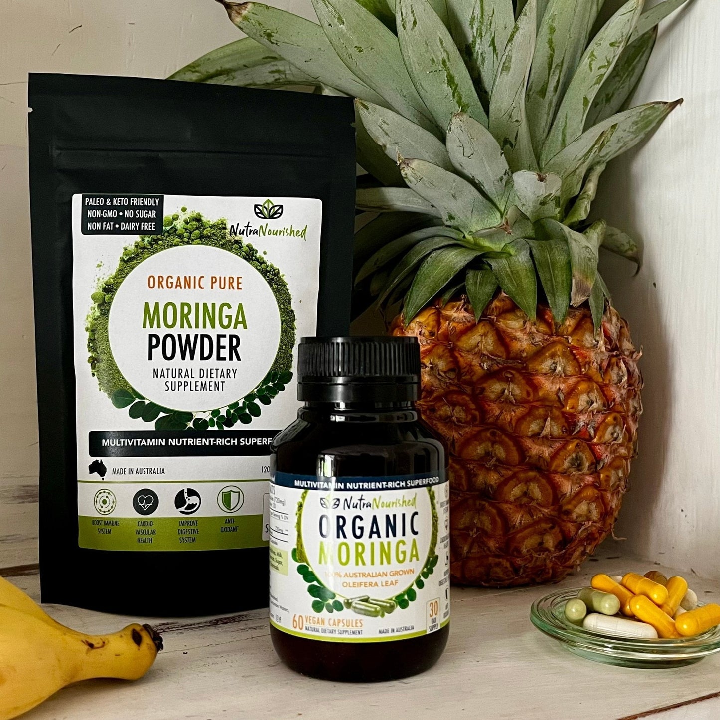 Dark Slate Gray VALUE BUNDLE: Organic Pure Moringa Leaf Capsules - Australian Grown - 2 x 60 Vegan Capsules (2 Months Supply)