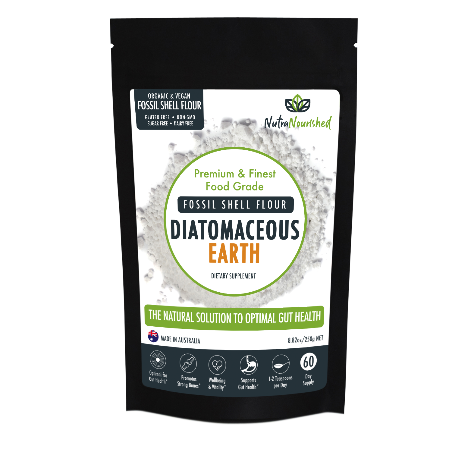 Black Fossil Shell Flour Powder - Food Grade Diatomaceous Earth