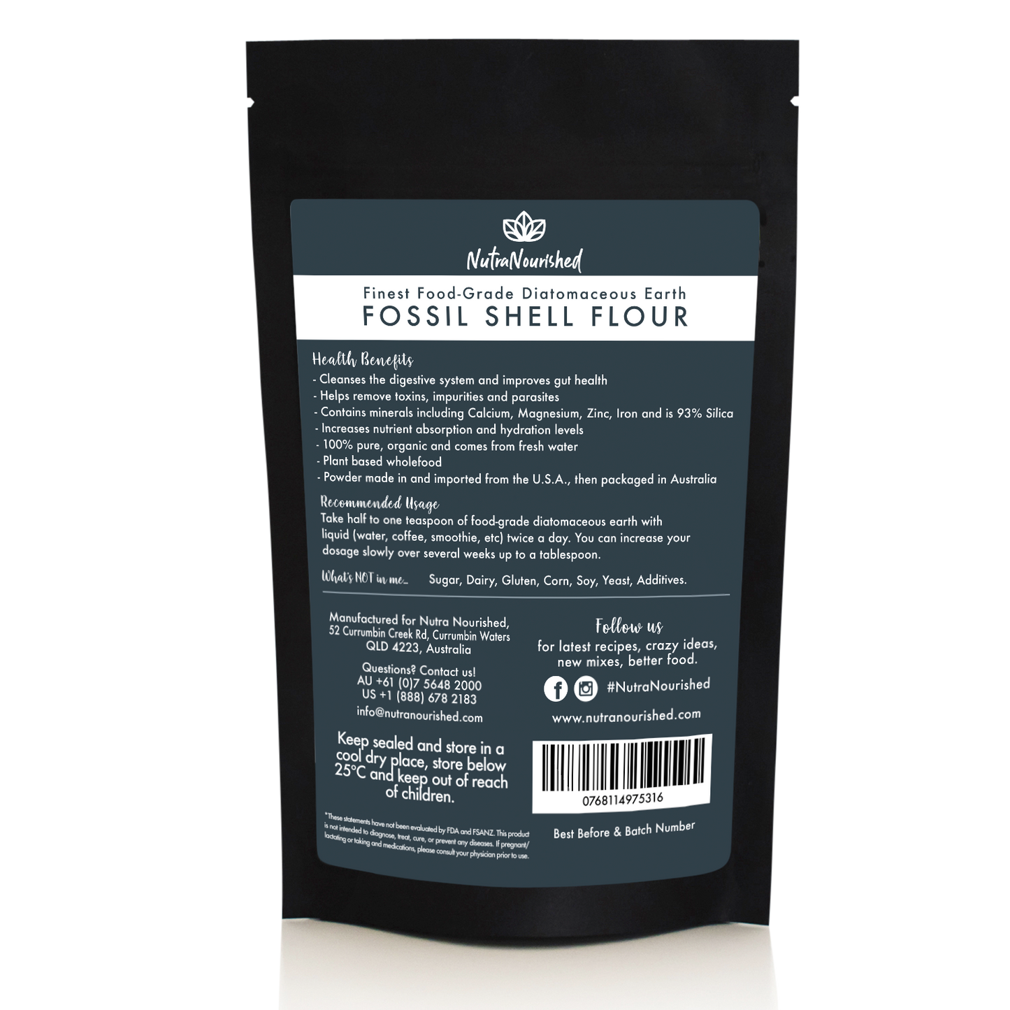 Dark Slate Gray Fossil Shell Flour Powder - Food Grade Diatomaceous Earth