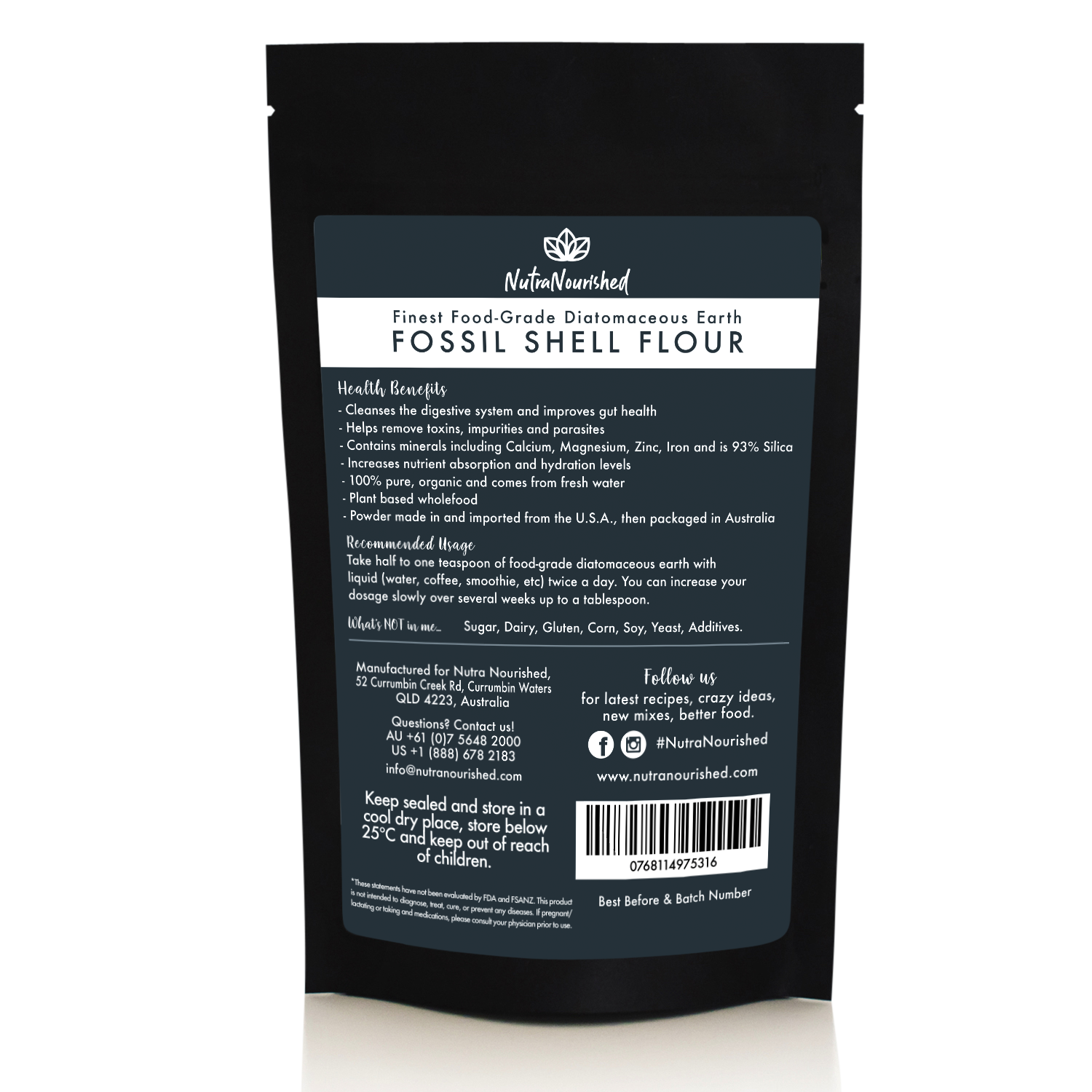Dark Slate Gray Fossil Shell Flour Powder - Food Grade Diatomaceous Earth