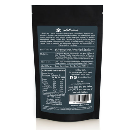 Dark Slate Gray Turmeric 95%  Curcumin Extract w/ Cocoa Flavour - Pure & Organic - 1500mg Turmeric Powder With Black Pepper