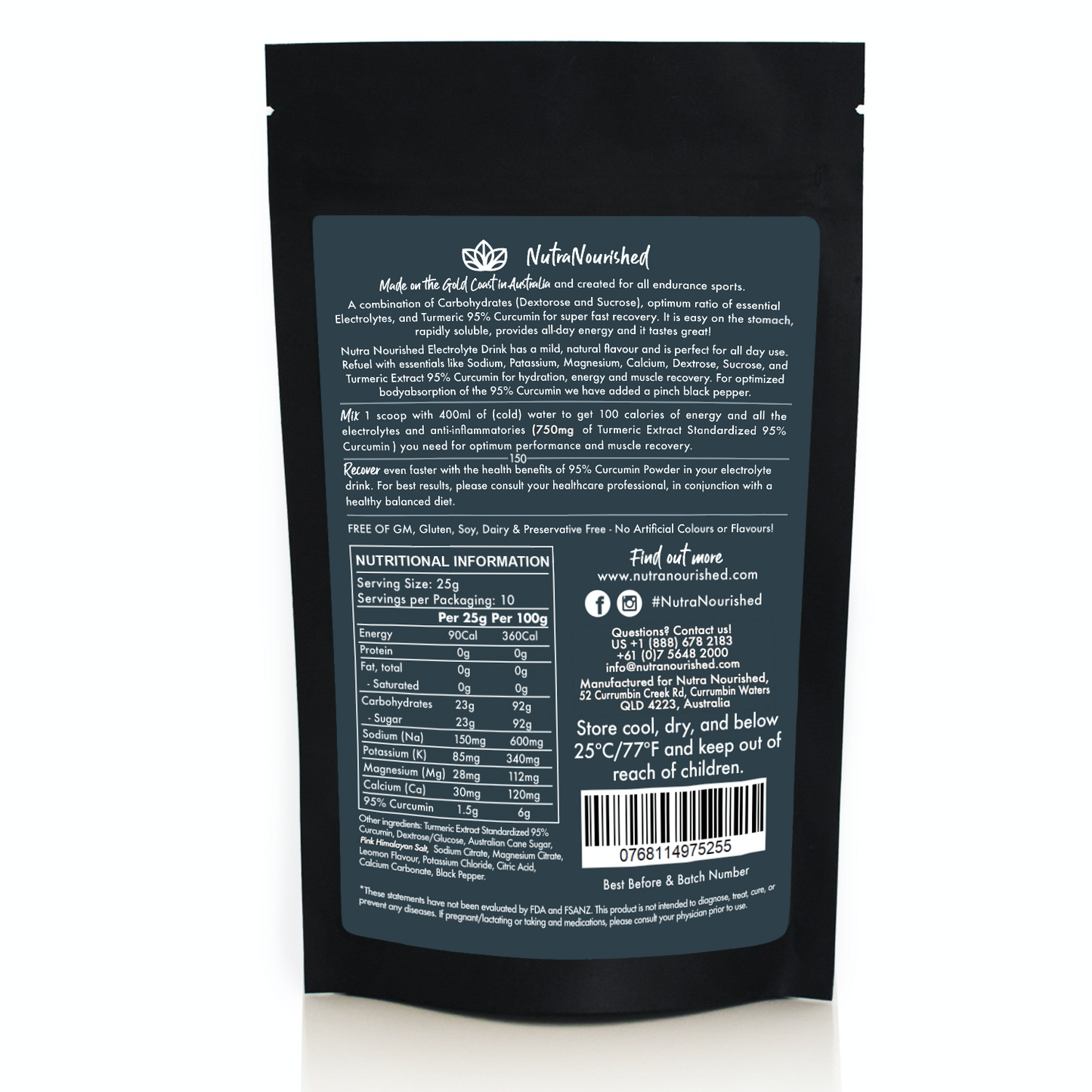 Dark Slate Gray Electrolyte Powder & 95% Pure Organic Curcumin from Turmeric - ?  Lemon Flavour