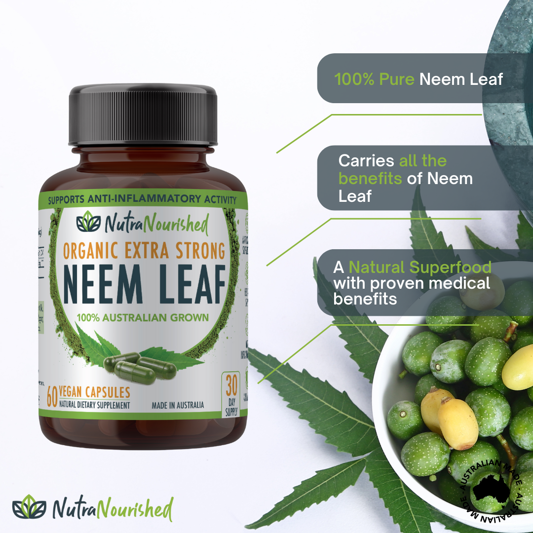 Dark Slate Gray Neem Leaf 660mg Organic Pure Australian Grown 60 Vegan Capsules