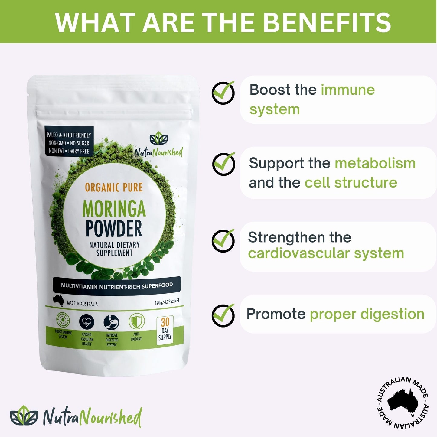 White Smoke Organic Pure Moringa Leaf Powder