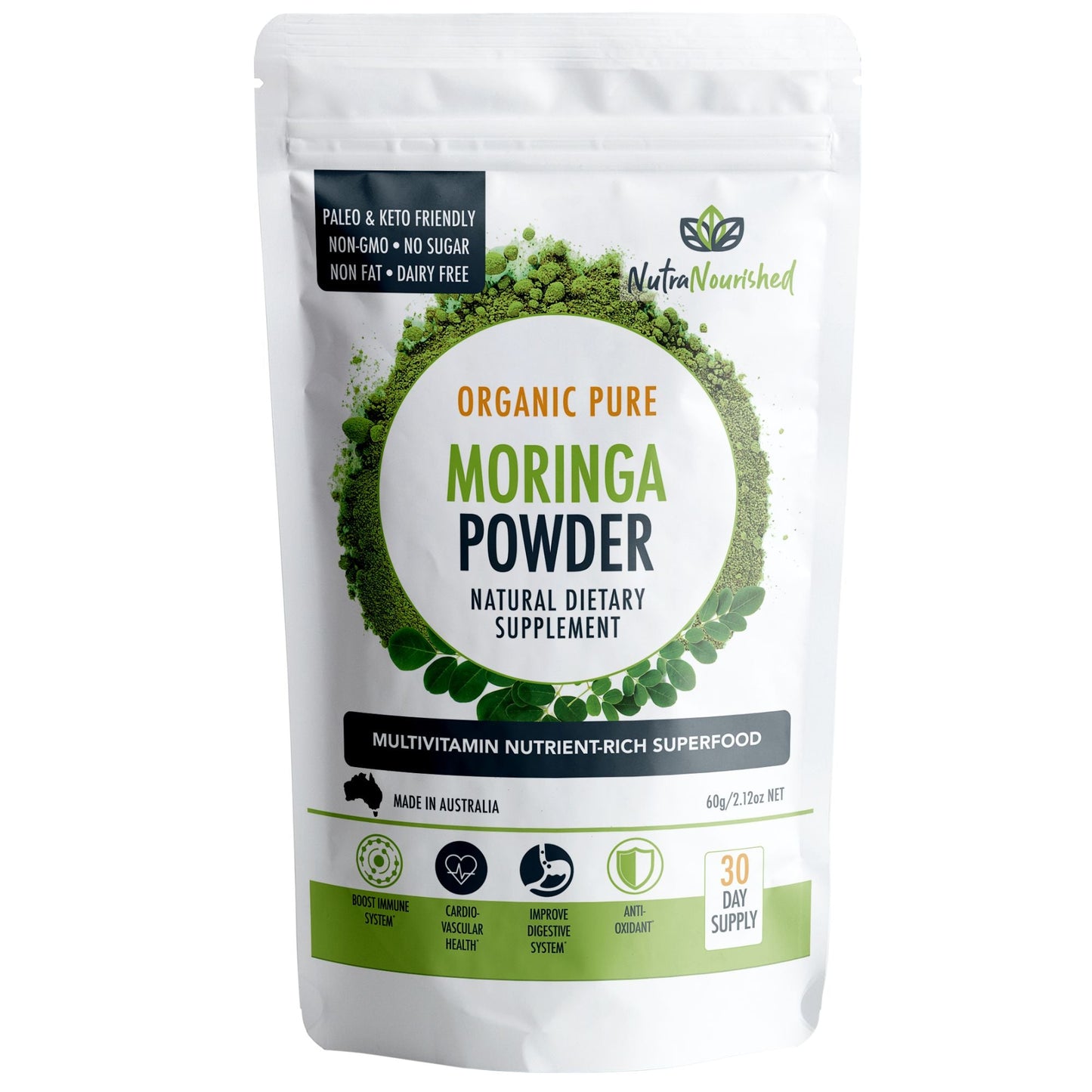 Light Gray Organic Pure Moringa Leaf Powder