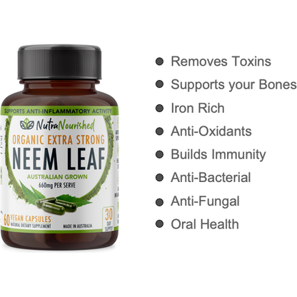 Light Gray Neem Leaf 660mg Australian Grown Refill Bag 180 Vegan Capsules