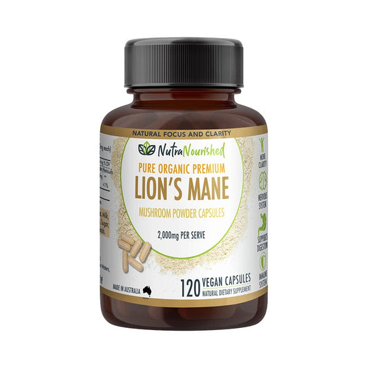 Light Gray Lion's Mane Mushroom Hericium erinaceus (2,000mg) 120 Vegan Capsules