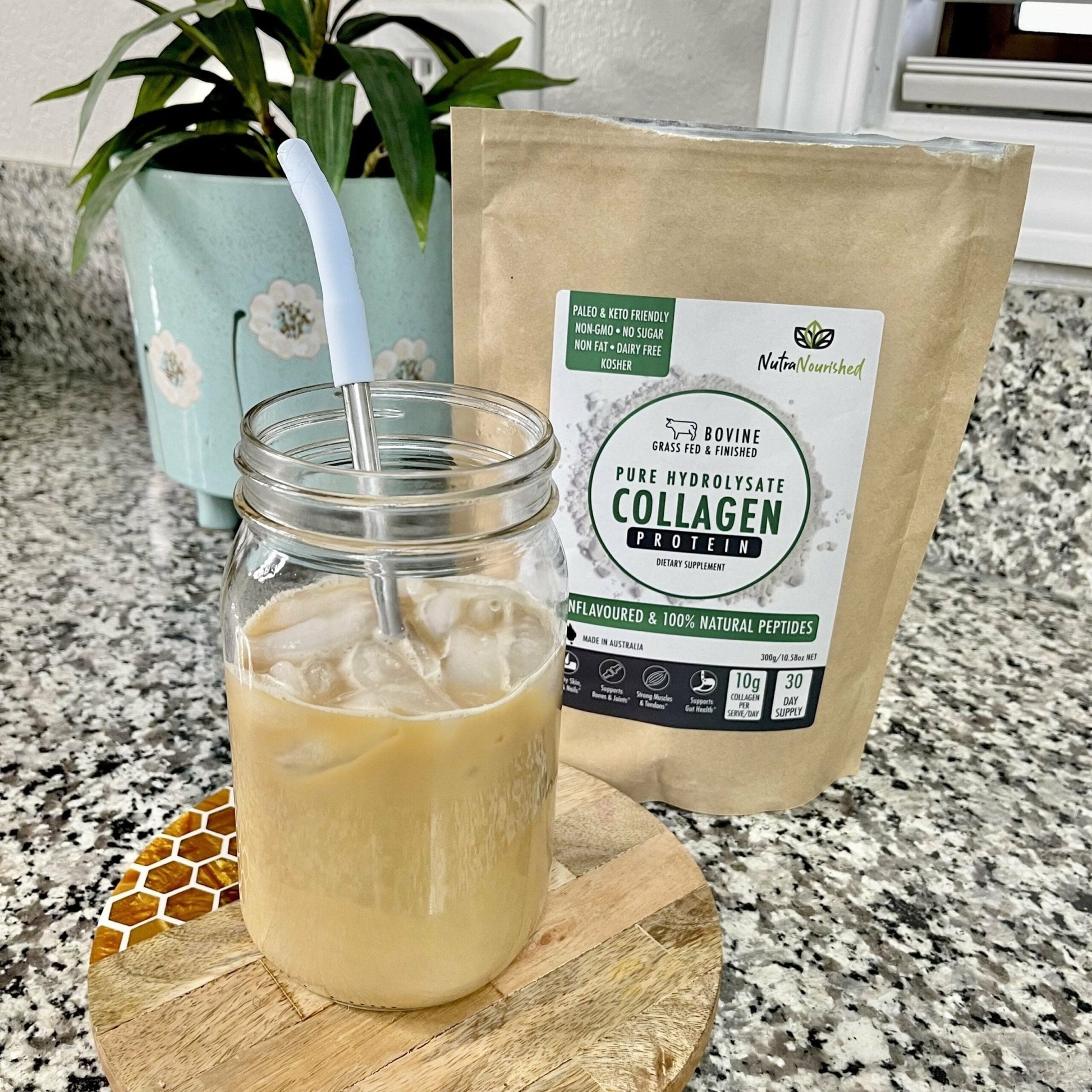 Rosy Brown Bovine Collagen Peptides Powder Tasteless & Unflavoured 300g