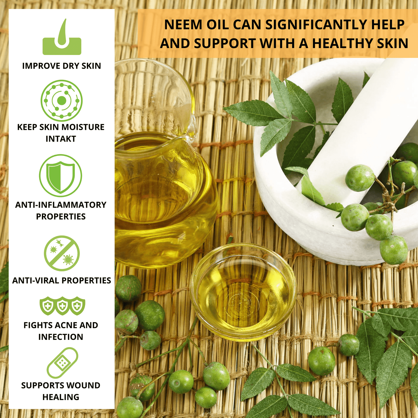 Dark Khaki Neem Seed Oil – Organic Cold-Pressed – 50ml – Pure & Natural – External Use Only – Made in Australia