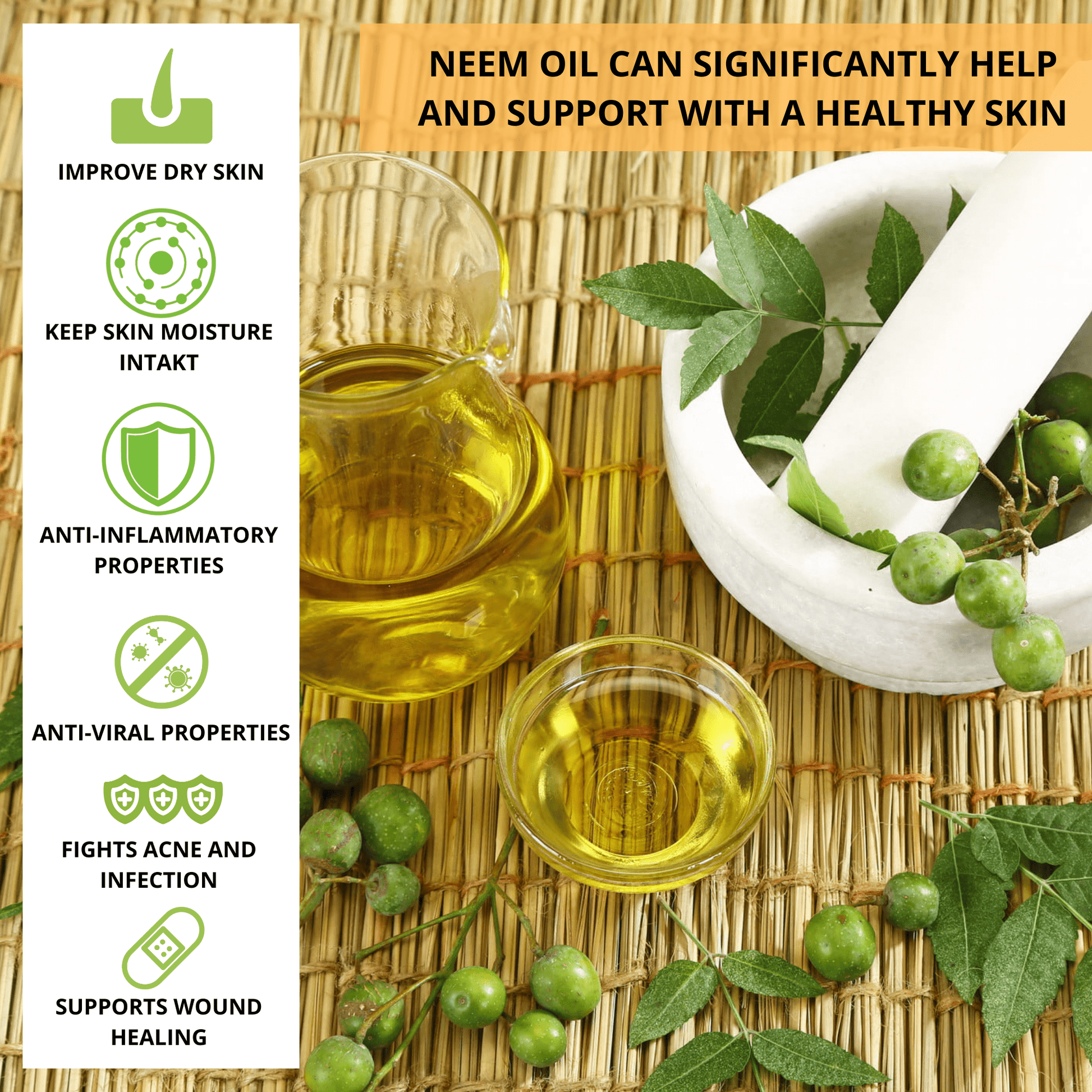 Dark Khaki Neem Seed Oil – Organic Cold-Pressed – 50ml – Pure & Natural – External Use Only – Made in Australia