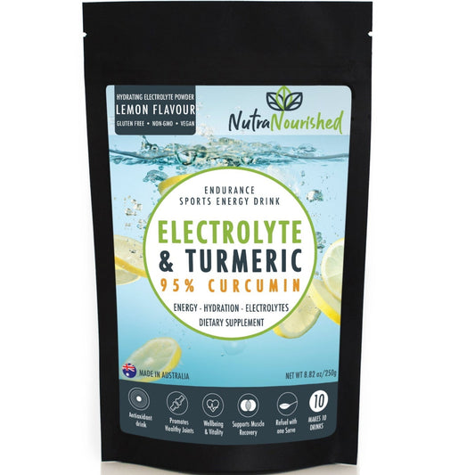 Electrolyte Hydration Powder – 250g – Sodium, Magnesium, Potassium – Supports Energy & Recovery Dietary Supplement Nutra Nourished ELECTRO_CURC_250G_FBM