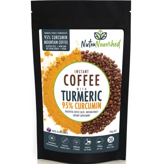 Tan Instant Coffee with 95% Pure Organic Curcumin Turmeric Extract Powder 1000mg